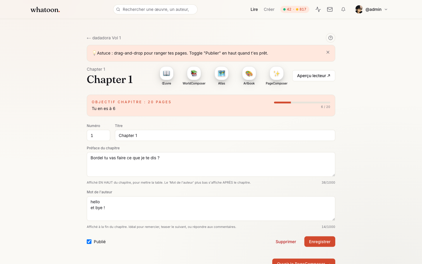Publish the chapter